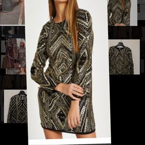 NWT gold metallic strap dress embelished